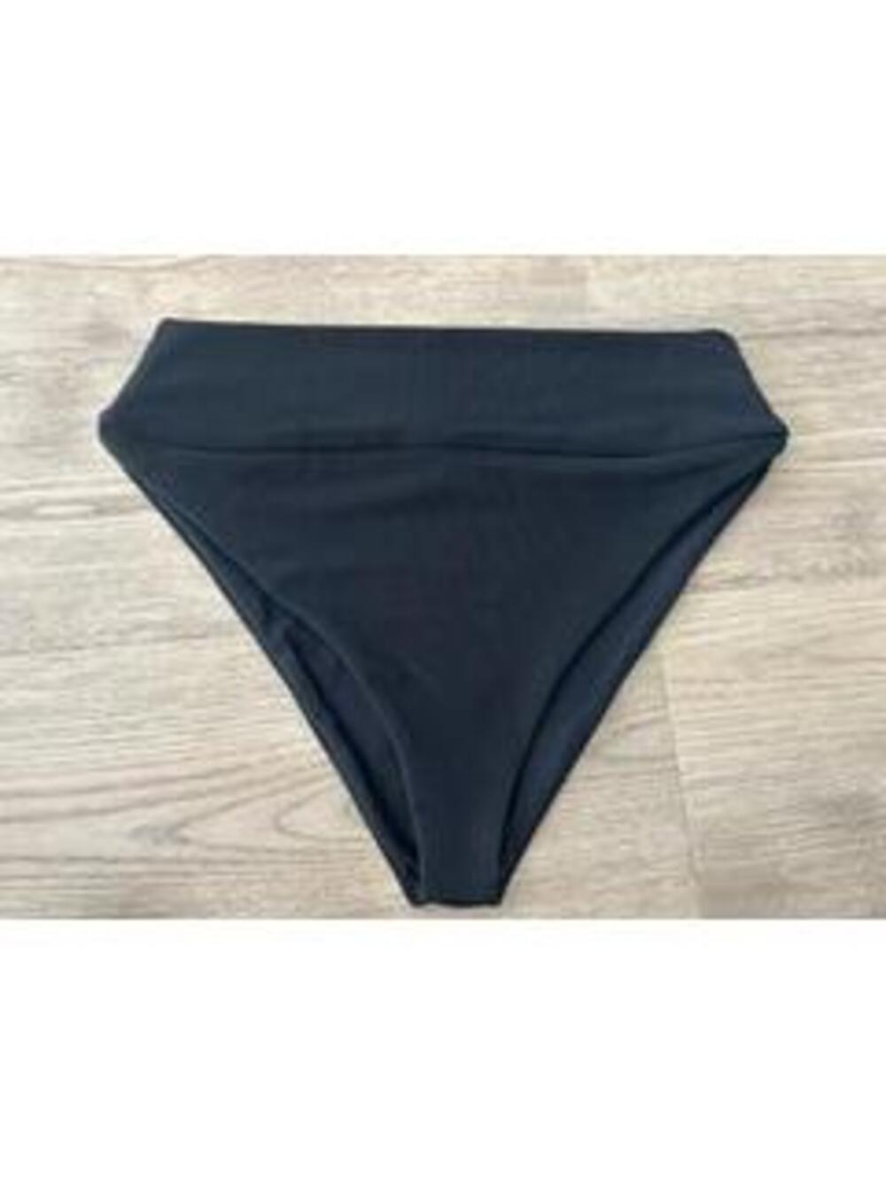 Beach Riot Womens High Waisted Bikini Bottoms Black Ribbed Size XL Made in USA